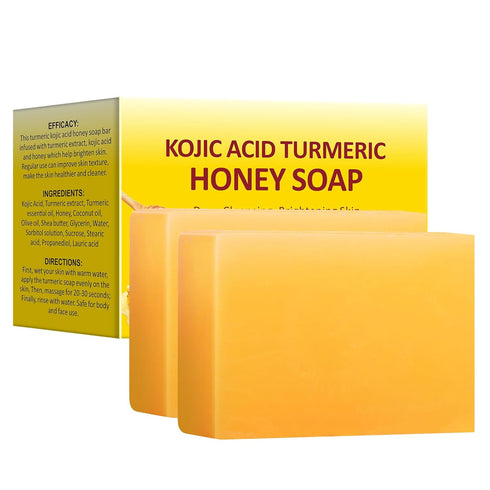 Tamoskiny Honey Glow Lemon Turmeric Kojic Acid Soap Bar for Hyperpigmentation, Lemon Turmeric Kojic Soap for Dark Spots Remover, Deep Cleansing Fa...
