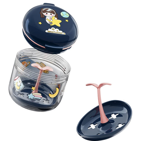DIY pattern Denture Cup, Definitely No-Leak Denture Bath Box, Denture Case with Strainer & Mirror,Completely Clean Care for Retainer case, With br...