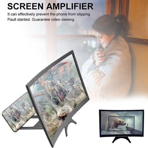 12" 3D Curved HD Screen Magnifier for Cell Phone with Foldable Phone Stand Holder Compatible with All Smartphones...