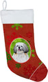 Caroline's Treasures SC9423-CS Shih Tzu Red and Green Snowflakes Holiday Christmas Christmas Stocking Fireplace Hanging Stockings Christmas Season...