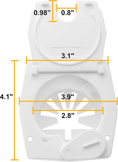 RV Square Electrical Cable Hatch for 30 Amp Cords (White)...