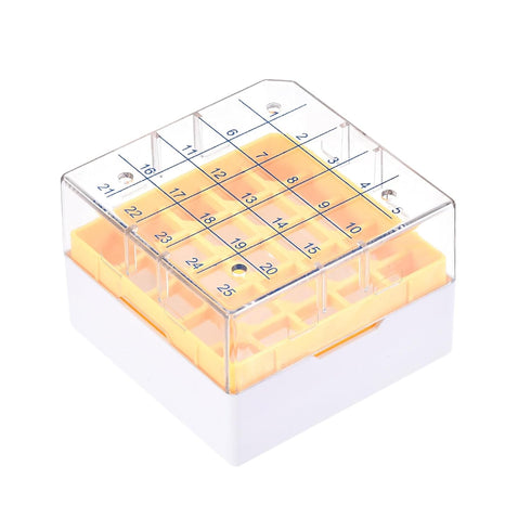 YOKIVE Freezer Tube Box, PP Holder Rack for 1.8/2ml Centrifuge Tubes | Fixed Sample Tube, Great for Lab and Scientific Institutes (25 Places, Yell...