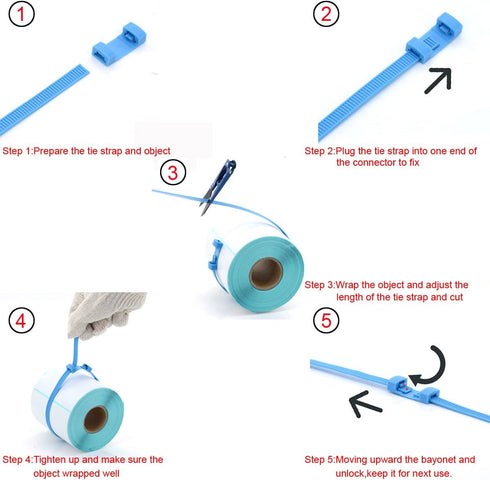Zip Ties,Nylon Cable Ties For Binding Baggage Cargo,Ultra Long 8 Meters Cable Roll With Connectors - With Scissors - 1 Pcs/Pack...