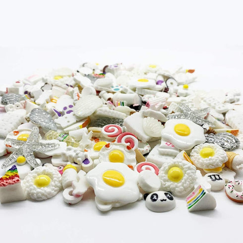 50 Pcs Slime Charms Easter DIY Craft Making Resin Jewery Making Kit, Resin Flatback Slime Beads Making Supplies for DIY Scrapbooking Crafts (White...