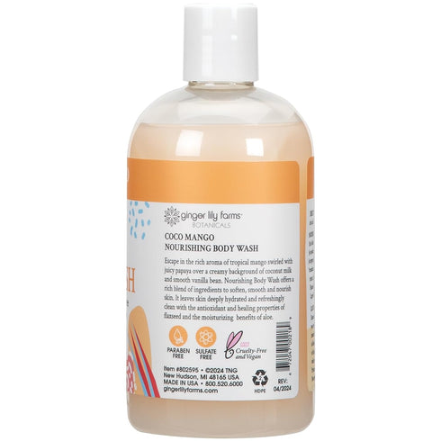 Ginger Lily Farms Botanicals Nourishing Body Wash, Coco Mango, 100% Vegan & Cruelty-Free, Coconut Mango Scent, 12 Fl Oz...