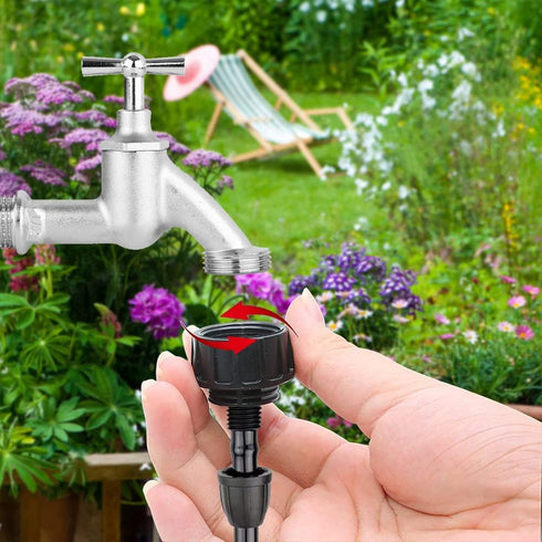 Hooshing 4PCS 3/8 Inch Drip Irrigation Tubing to Faucet Garden Hose Adapter 3/4" to 3/8" Irrigation Hose Adapter Reusable Connector Fittings for G...