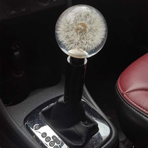 Gear Shift Knob Crystal Ball with Dandelions Flowers Car Shift Knobs Gear Shifter Knob with 3 Adapters fit for Most Manual Transmission or Automat...