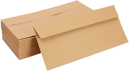 Juvale 100 Pack Bulk #10 Brown Envelopes with Gummed Seal for Invitations, Mailing Letters, Checks, Gift Certificates (4-1/8 x 9-1/2 In)...