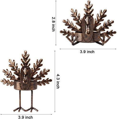 FORUP 6 Pack Metal Turkey Tea Light Candle Holders, Thanksgiving Candle Holder, Thanksgiving Home Table Decoration...
