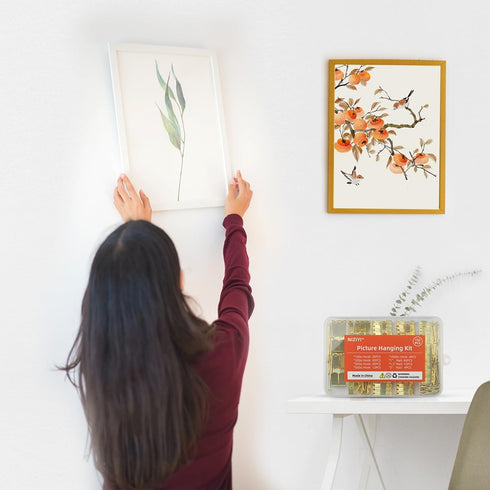 152Pcs Picture Hanging Kit, Picture Hangers 10lb, 20lb, 30lb, 50lb, 100lb Hooks with Nails, Heavy Duty Photo Frame for Pictures, Painting ,Mirror,...