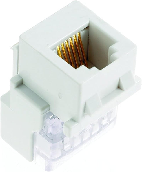 Legrand - OnQ Telephone Keystone Jack RJ25, Male to Male Connector, Universal Keystone Connector for Phone Connections, Rear Mount Snap-In Keyston...