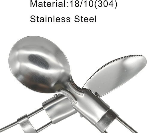 4Pcs Folding Camping Utensils Set Portable 18/10(304) Stainless Steel Flatware include Dishwasher Safe Spoon Fork Knife for Picnic Travel Hiking B...