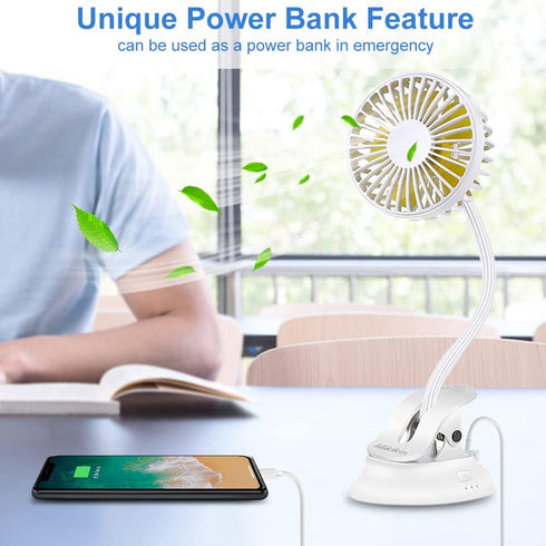 Clip on Fan Small Mini Fan, Portable Usb Battery Operated Fan, Rechargeable Baby Stroller Fan, Quiet Personal Desk Fan 3 Speeds Flexible Neck Grea...