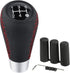 Arenbel Shifter Knobs 5 Speed Car Gear Stick Leather Shifter Lever Handle Fit Most Manual Vehicle, Black Leather...