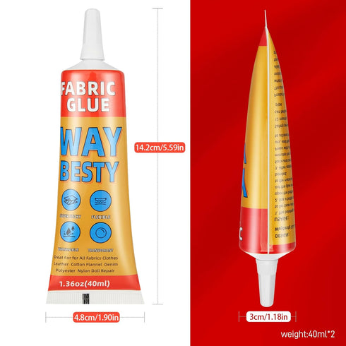 Fabric Glue, Strong Fabric and Leather Adhesive Permanent Clear Washable Clothing Glue for All Fabrics, Cotton, Flannel, Denim, Leather, Polyester...