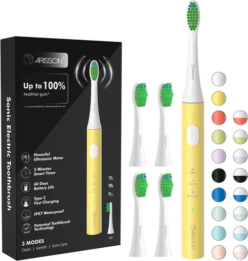 ARISSON Sonic Electric Toothbrush for Adults and Kids, 40,000 VPM Power Toothbrush, 1.5H Fast Charge Ultrasonic Electric Toothbrushes with 2 Minut...