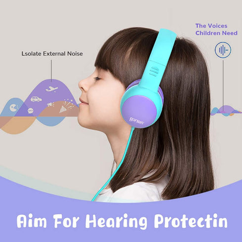 gorsun Kids Headphones with Limited Volume, Cat Ear Toddler Headphones, Wired Headphone Over Ear for Boys and Girls,Stereo Sound Foldable 3.5mm He...