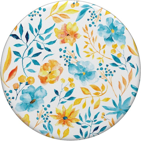Floral Yellow Blue Flowers Botanical Watercolor Garden PopSockets PopGrip: Swappable Grip for Phones & Tablets PopSockets Adhesive PopGrip...