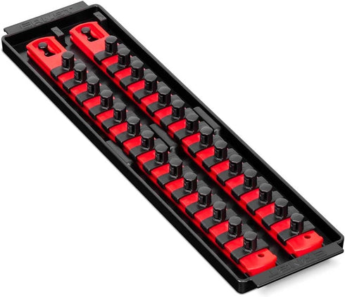 Ernst Mfg. 8493 RD Socket BOSS Tray High-Density System with (2) Red 13" Socket Rail + (28) Twist Lock Clips, 3/8" Drive - Made in USA...