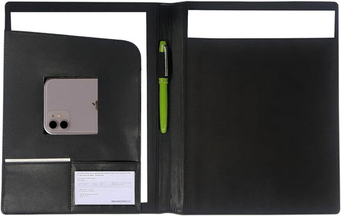 Leather Portfolio Folder Padfolio, Business Padfolio Organizer Document Planner Portfolio Binder Storage Pocket for Legal Pad Holder Paperwork Pho...