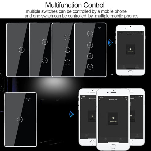 WiFi Brilliant Glass Touch Smart Light Switch Glass Brilliant Zigbee 3.0 Light Switch Work with Alexa and Google Home 4 Gang for Lamp Neutral Wire...