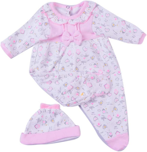 2Pcs Medylove Reborn Baby Dolls Girls Clothes 16-18 inch Newborn Reborn Doll Pink Outfit 17 inch Doll Printed Baby jumpsuit...