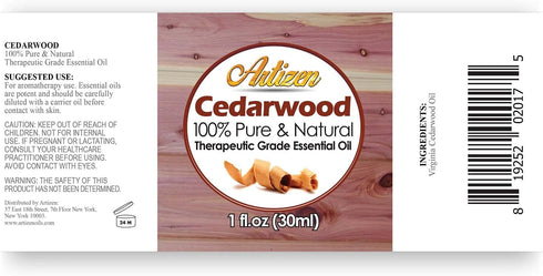 Artizen - Cedarwood Essential Oil 30ml Pure and Natural,Therapeutic Grade for Diffuser Skin Massage Candle Soap Making 1oz...