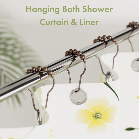 Amazer Shower Curtain Hooks, Decorative Bronze Shower Curtain Hooks,Stainless Steel Rust-Resistant Shower Hooks for Curtains-Set of 12...