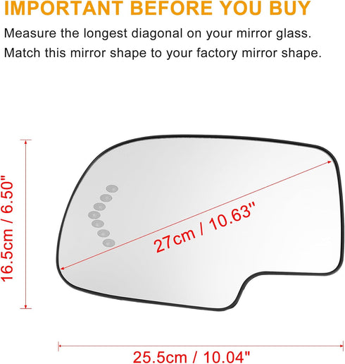 X AUTOHAUX Car Left Rearview Heated Signal Mirror Glass for Chevy Silverado Avalanche Suburban for GMC Sierra 1500 2500 2003-2006...