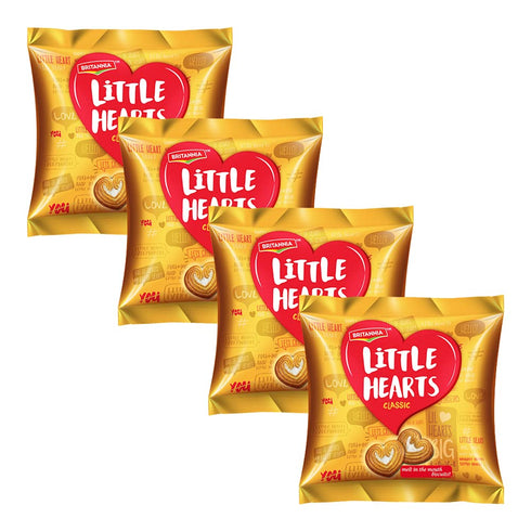Britannia Little Hearts Biscuits 2.6oz (75g) - Soft and Delicious Biscuits - Kids Favorite Cookies (Pack of 4)...