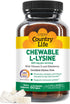 Country Life Chewable L-Lysine Supplement with Vitamin D and Elderberry, Immune Support and Collagen Renewal for Skin Tissue, Ideal for Adults...