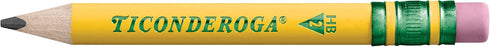 Ticonderoga My First Short Triangular Wood-Cased Pencils, 2 HB Soft, With Erasers, Yellow, 4 Count...