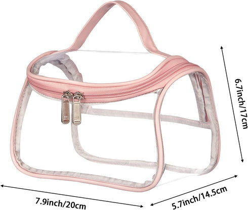 HAOGUAGUA Heavy Duty Clear Cosmetic Bag Waterproof Transparent Travel Makeup Toiletry Organizer Bag (Pink)...