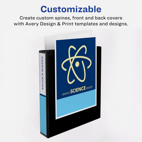 Avery Two-Tone Durable View 3 Ring Binder, 1.5 Inch Slant Rings, White/Black Binder (17287)...