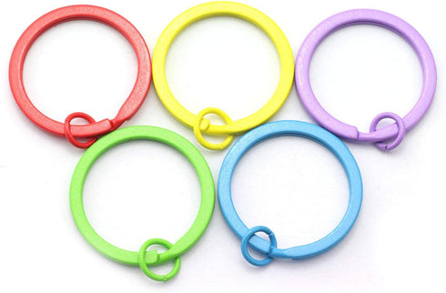 50PCS 30mm Colorful Flat Key Chain Ring Metal Split Keychain Key Ring for Car Home Keys Organization...