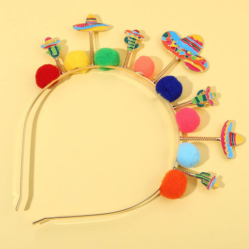 CEALXHENY Cinco De Mayo Headbands for Women Mexican Fiesta Hairbands Hair Accessory Colorful Sombrero Chili Cactus Headbands...
