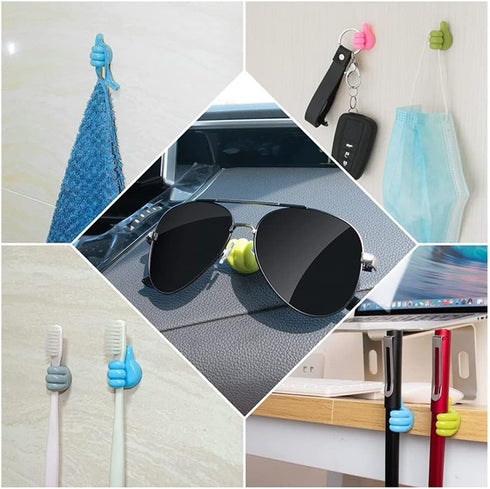 Self-Adhesive Thumb Hooks, 16pcs Creative Silicone Thumb Wall Hooks Key Toothbrush Thumb Hook Holder for Data Cable Headphones Home Office Wall St...