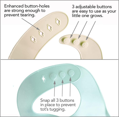 2-Pack Waterproof Silicone Baby Bib Lightweight Comfortable Easy-Wipe Clean (Beige/Sage, Large)...