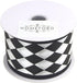 Homeford Harlequin Diamond Print Satin Wired Ribbon, 2-1/2-inch, 10-Yard, Black/White...