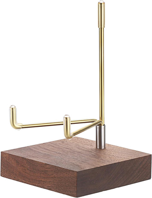 Hipiwe Display Stand Easel with Adjustable Metal Arms Wooden Base Rock Display Easel Holder for Fossil Coral Geodes Rock Mineral Agate Plate Seash...