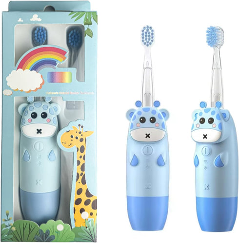 Os 101 Kids Battery Power Electric Toothbrush, with 2 Soft Brush Heads and 1 AAA Battery, Silicone Deer Design, Included 7 Colors Light, Ipx7 Wate...