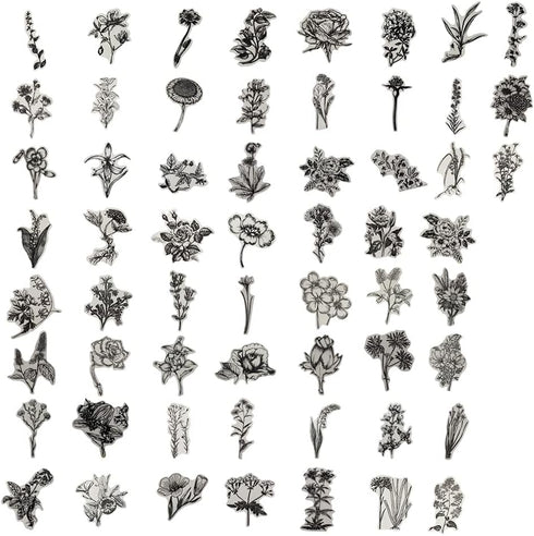 120 PCS Black and White Vintage Retro Flower Plant Stickers Decals for Laptop Scrapbooking Journal Planner Card Making...