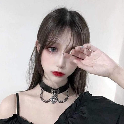 YERTTER PU Leather Choker Heart Gothic Jewelry Necklaces for Women Punk Rock Adjustable Black Collar Choker Necklaces for Cosplayer...