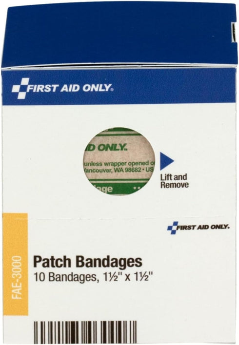 First Aid Only - FAE3000 Patch Bandages, 1 1/2 x1 1/2, 10 Count...