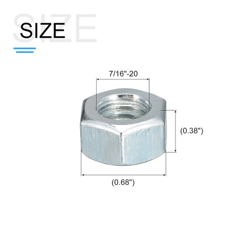Hex Nuts (7/16"-20) 12Pcs, Carbon Steel Fine Thread Zinc Plated Hexagon Nut Hardware - for DIY Home Repair Machinery, Silver...