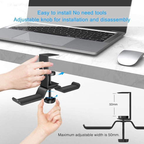 aceyoon Headphone Stand, Under Desk Hanger, Dual Headset Holder, Table Hook for Bag/Backpack/Gaming Headphone, 360 Rotatable, Black...