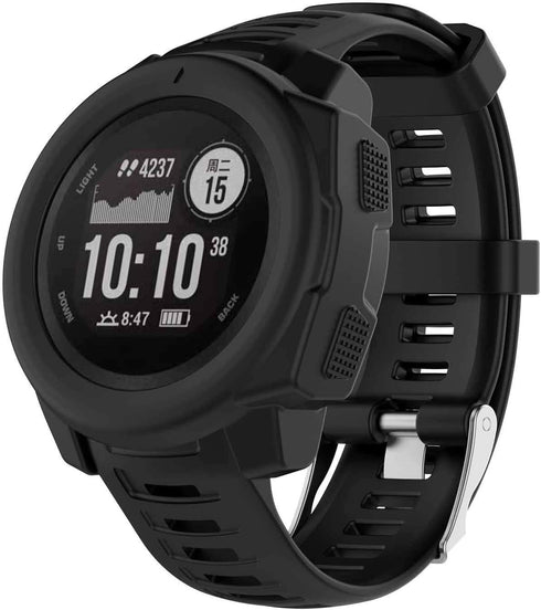 SplenSun Compatible Silicone Protective Cover Cases Anti-Scratch Bezel Protector Replacement for Garmin Instinct,Instinct Solar Smartwatch (Black&...