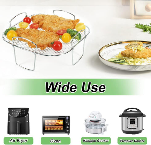 BYKITCHEN 8 inch Square Air Fryer Rack, Stainless Steel Dehydrator Rack, Square Air Fryer Accessories for Cosori, Instant Vortex, Gourmia Air Frye...