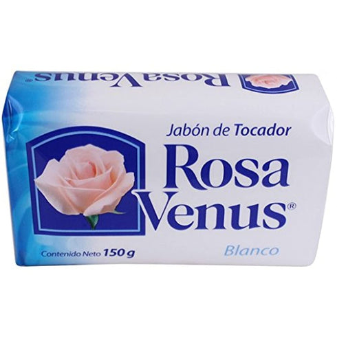 Jabon Rosa Venus Blanco Clasico 150 g / 5.29 oz Soap Bar Classic Bathing Natural Mexican smooth soothing gentle scent foaming shower and bath hand...