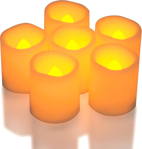 Battery Operated Flameless Votive Candles with Timer, Small Timing LED Candle Lights with Automatic Built-in Daily Cycle Timer, 6-Hour on 18-Hour ...